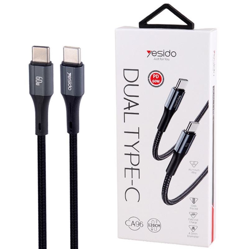 کابل تبدیل فست شارژ Yesido Type-C To Type-C CA96 PD 60w 1.2m