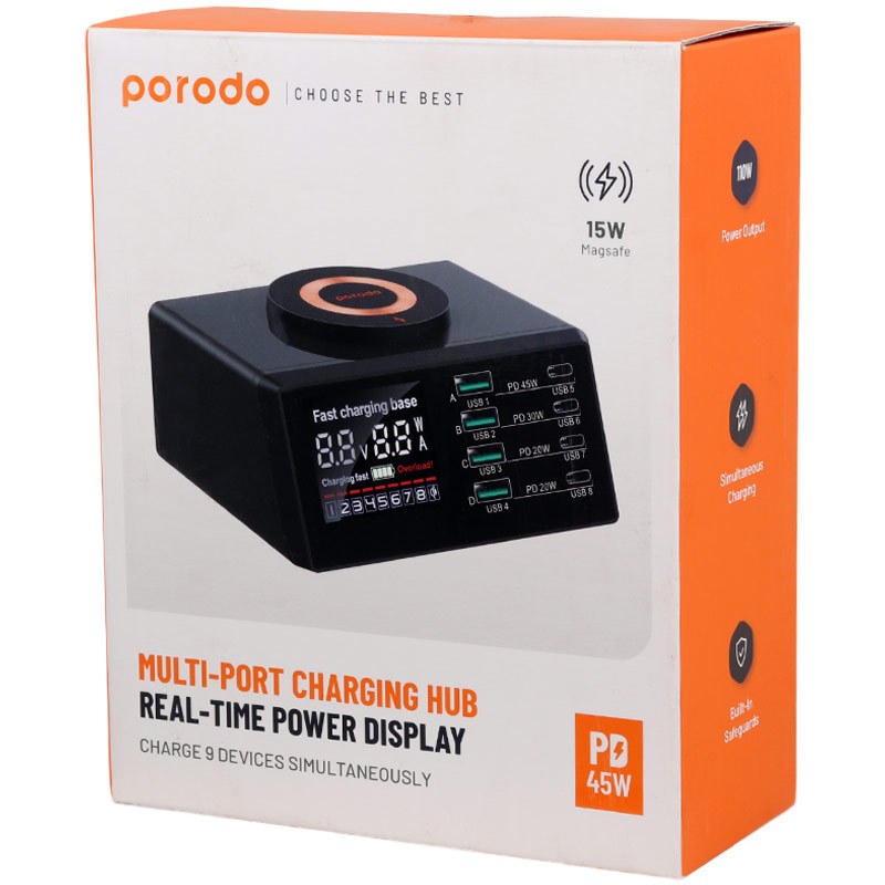 شارژر بی سیم Porodo PD-MFMGFC-BK 110W