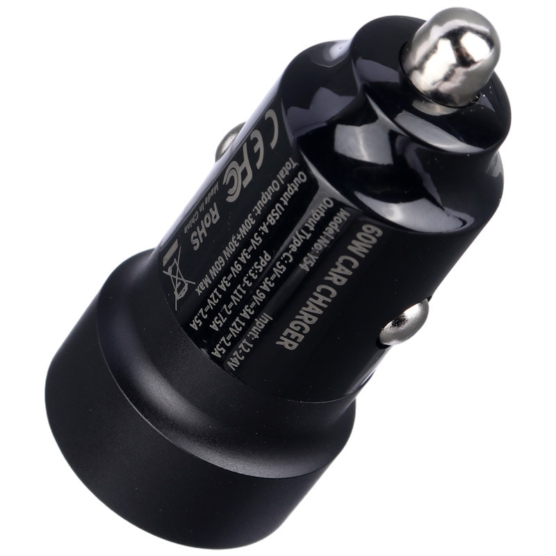 شارژر فندکی فست شارژ Yesido Y54 QC3.0 PD 4A 60W + کابل تبدیل آیفونی