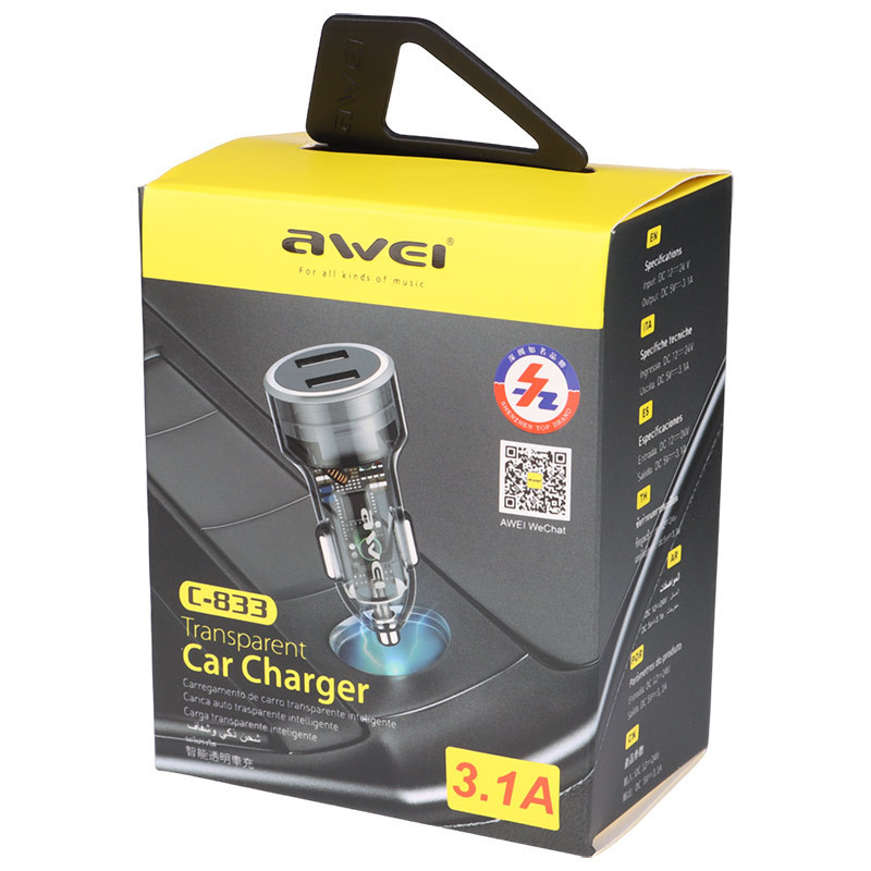 شارژر فندکی فست شارژ Awei C-833 3.1A 15.5W