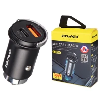 شارژر فندکی فست شارژ Awei C-854 3A QC3.0 PD 30W