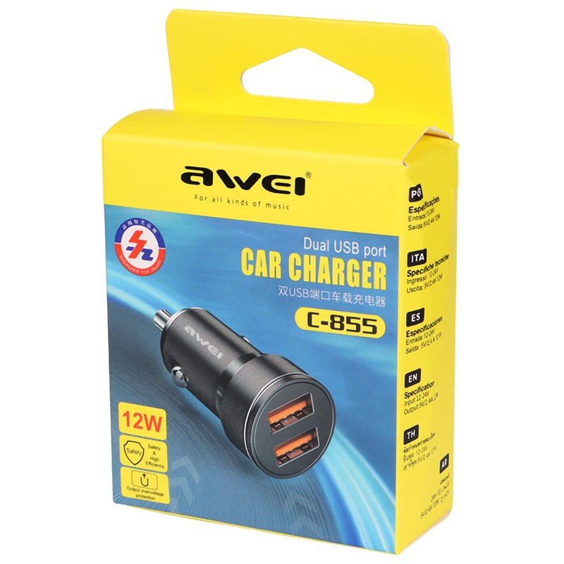 شارژر فندکی فست شارژ Awei C-855 12W
