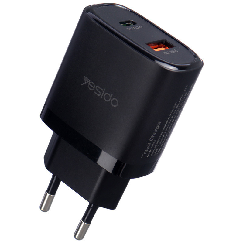 شارژر دیواری فست شارژ Yesido YC50 2Port 3A QC3.0 PD 20W + کابل تبدیل تایپ سی