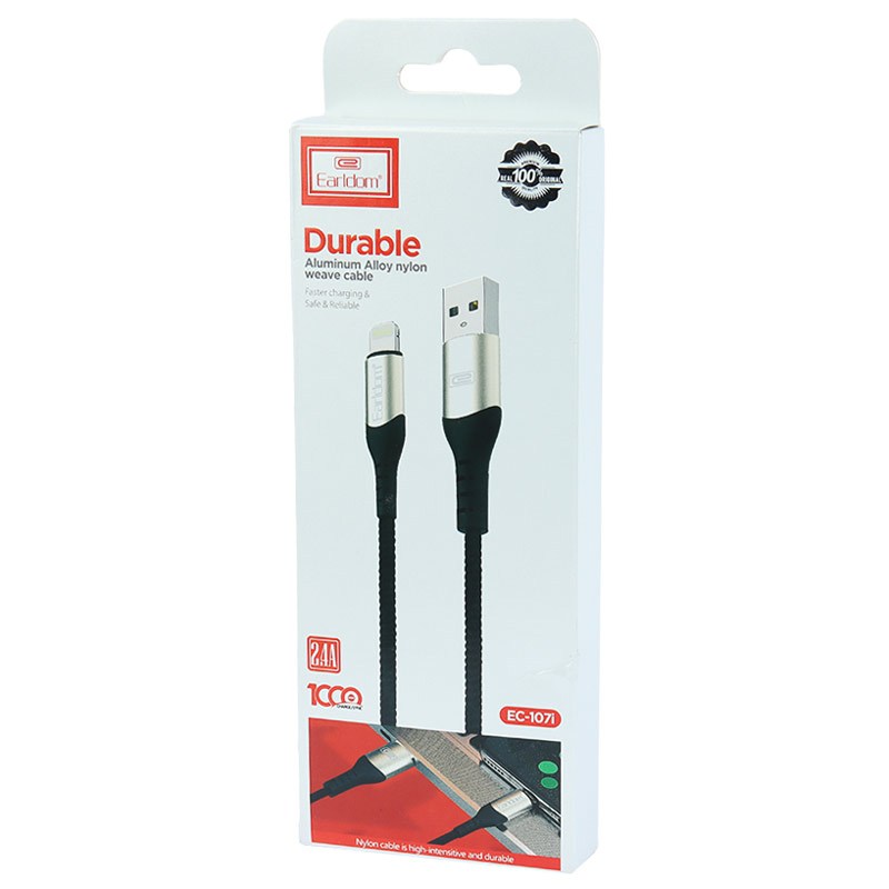کابل آیفونی فست شارژ Earldom EC-107I 2.4A 1m