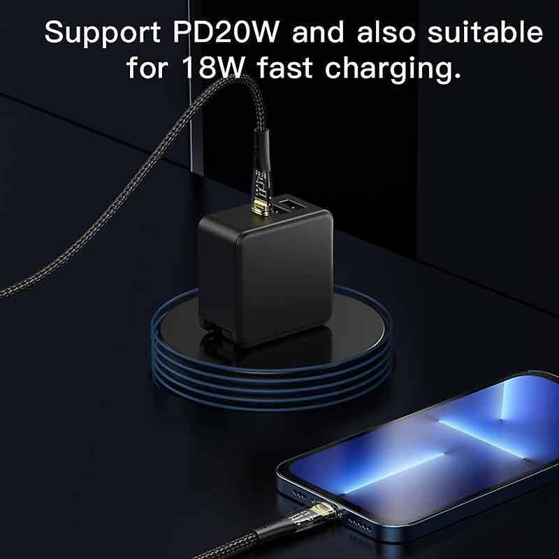 کابل تبدیل فست شارژ Yesido CA102 Type_C To Lightning 3A PD 20W 2m