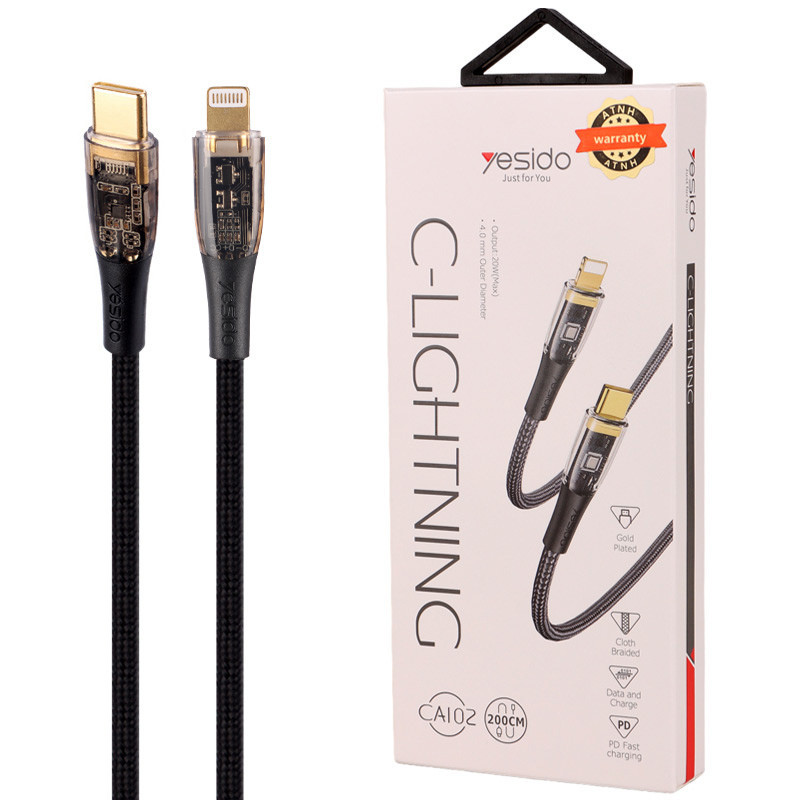کابل تبدیل فست شارژ Yesido CA102 Type_C To Lightning 3A PD 20W 2m