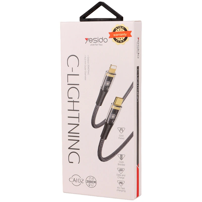 کابل تبدیل فست شارژ Yesido CA102 Type_C To Lightning 3A PD 20W 2m
