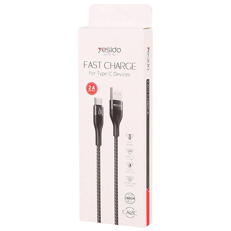 کابل تایپ سی فست شارژ Yesido CA121C 2A 1m