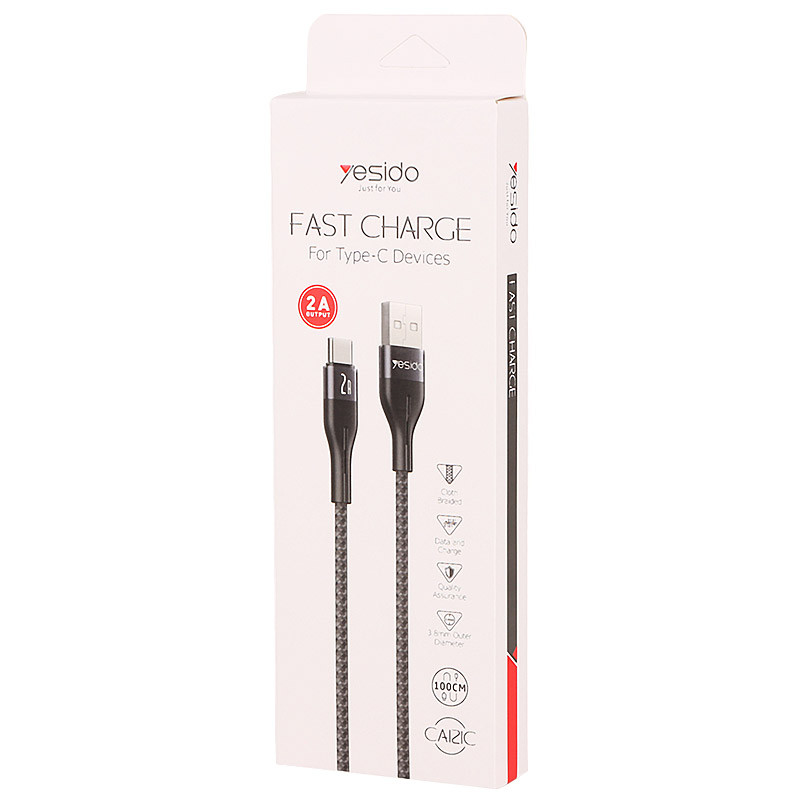 کابل تایپ سی فست شارژ Yesido CA121C 2A 1m