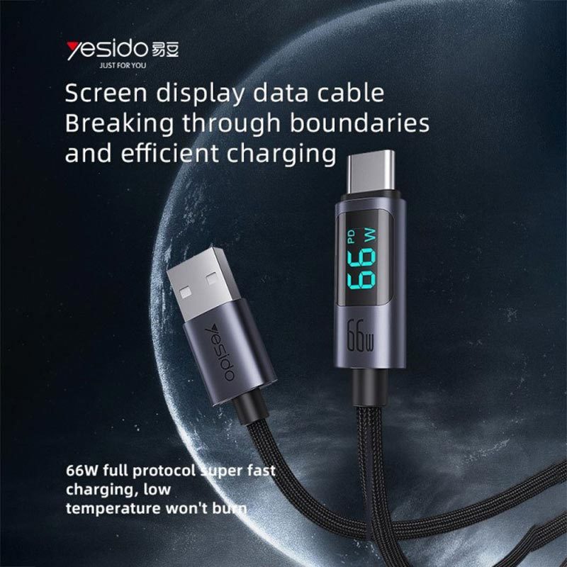 کابل تایپ سی فست شارژ Yesido CA122C 66W QC 1.2m