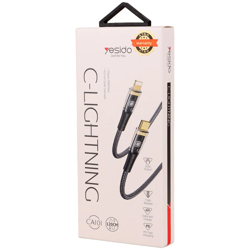 کابل تبدیل فست شارژ Yesido CA101 Type-C To Lightning PD 20W 1.2m