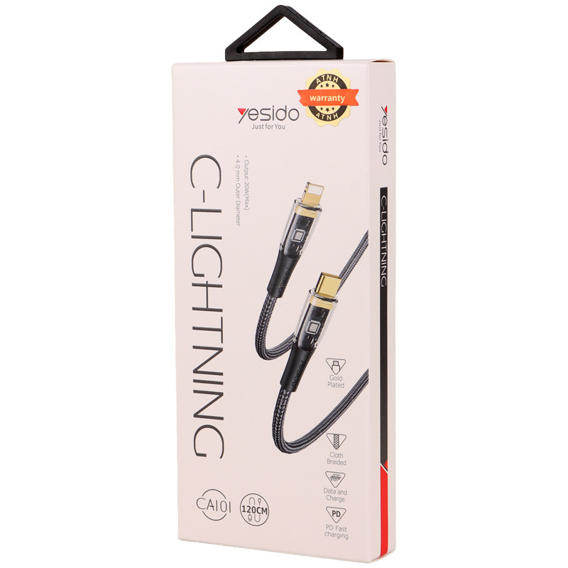 کابل تبدیل فست شارژ Yesido CA101 Type-C To Lightning PD 20W 1.2m