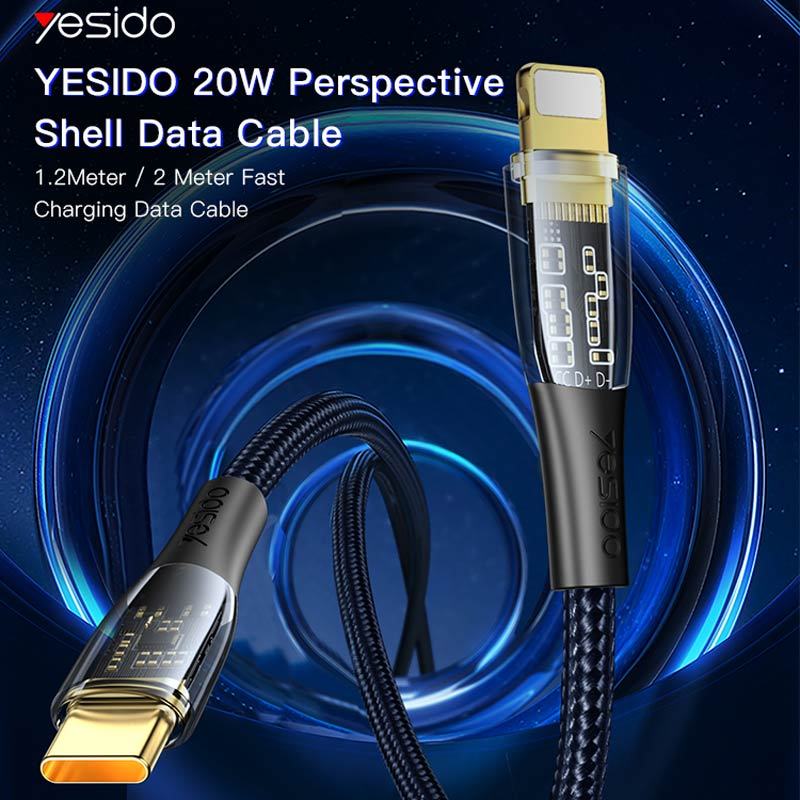 کابل تبدیل فست شارژ Yesido CA101 Type-C To Lightning PD 20W 1.2m