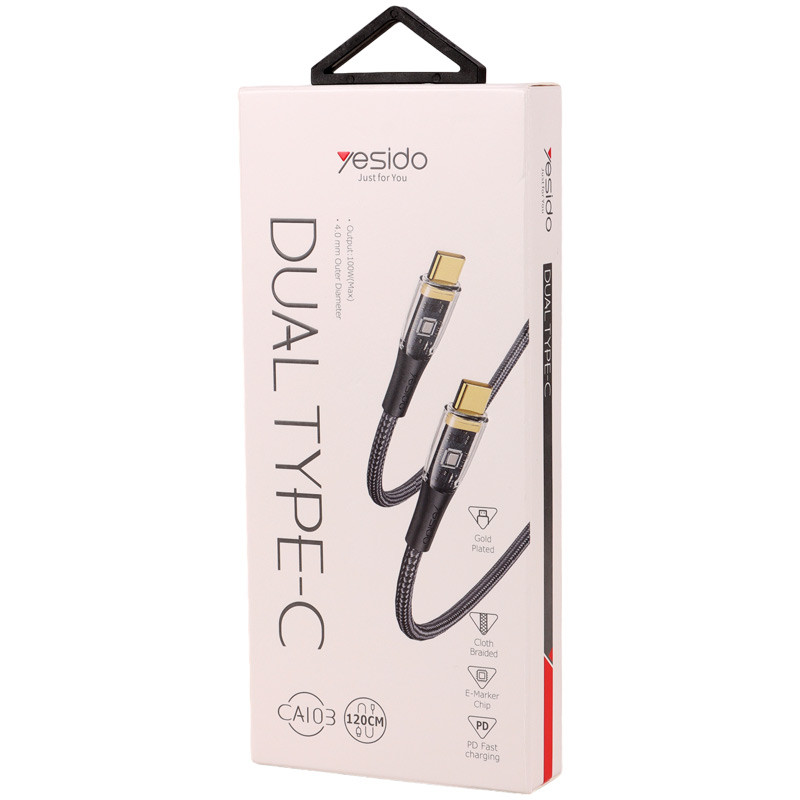 کابل تبدیل فست شارژ Yesido CA103 Type-C To Type-C PD 100W 1.2m