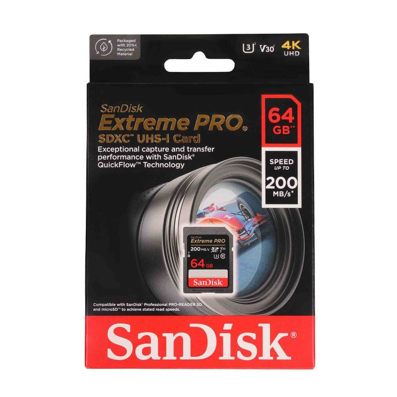 رم اس دی 64 گیگ سن دیسک SanDisk Extreme Pro SDXC V30 U3 C10 200MB/s