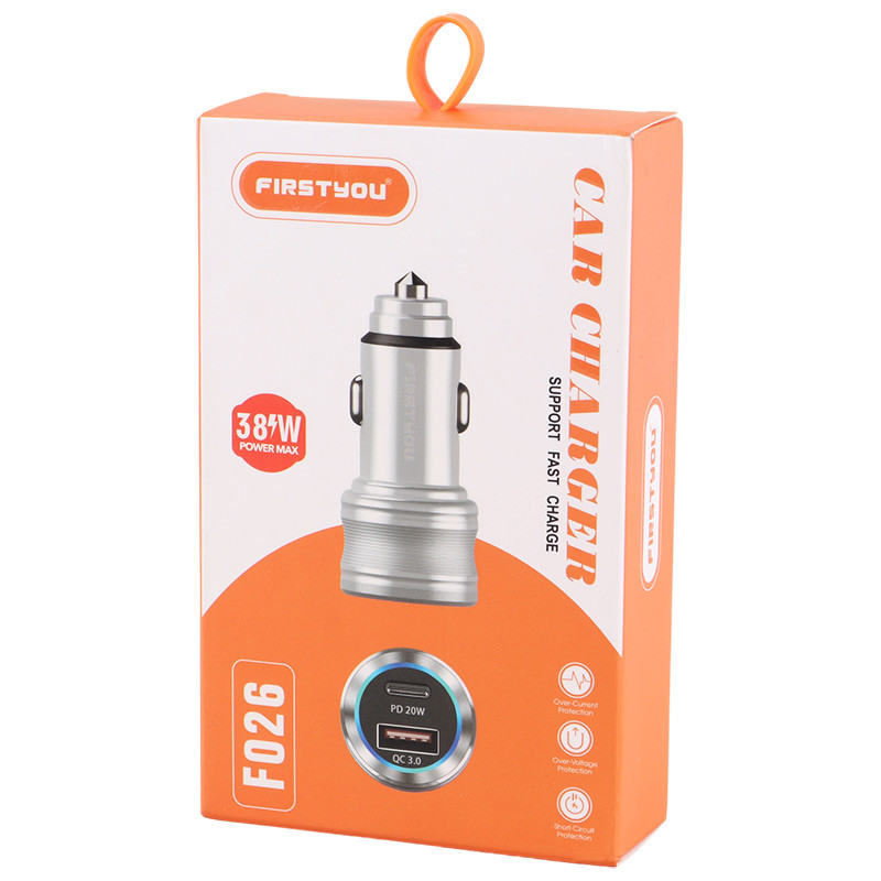 شارژر فندکی فست شارژ Firstyou F026 3A QC3.0 PD 20W