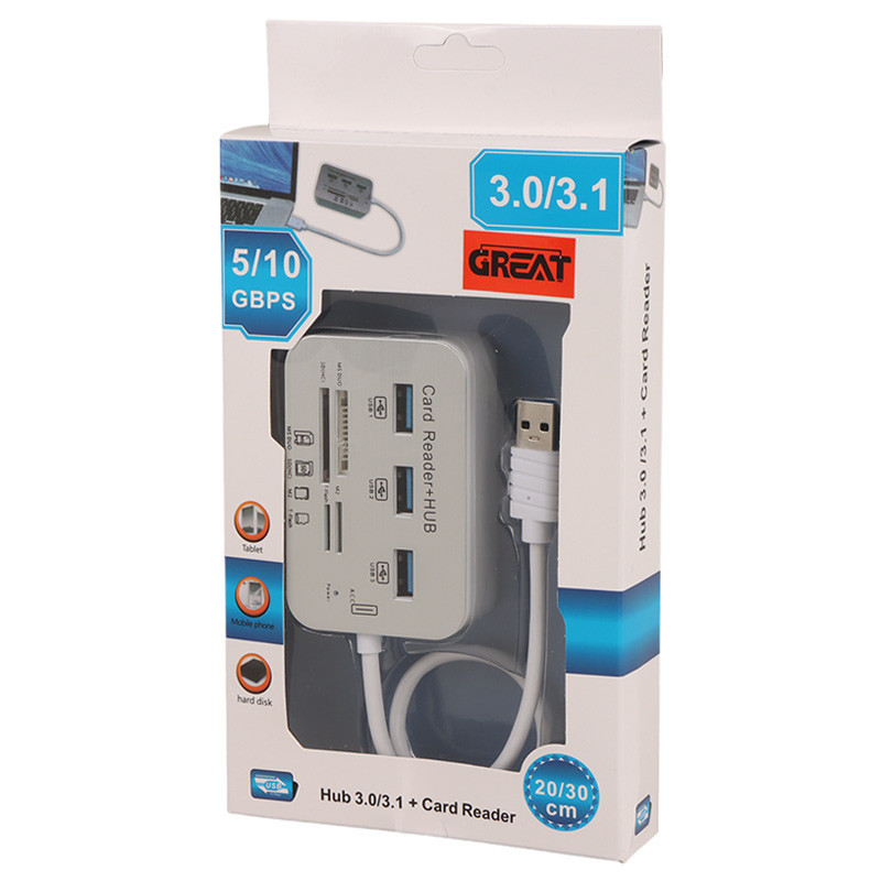 هاب 3 پورت USB3.1 گریت