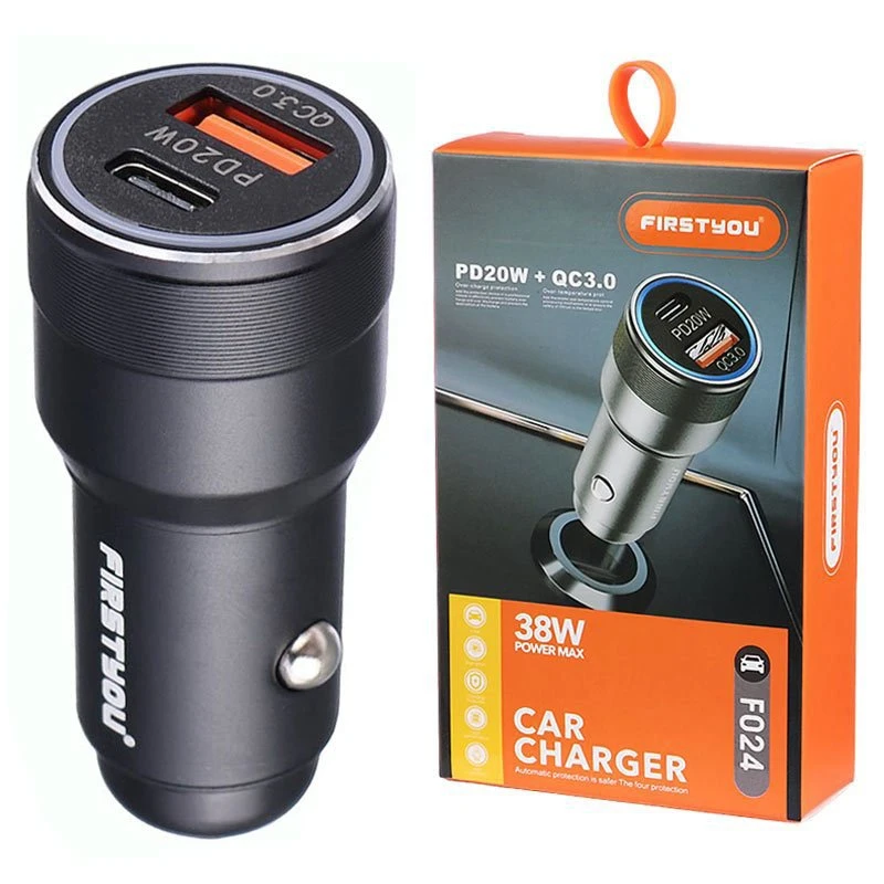 شارژر فندکی فست شارژ Firstyou F024 QC3.0 PD 3A 20W