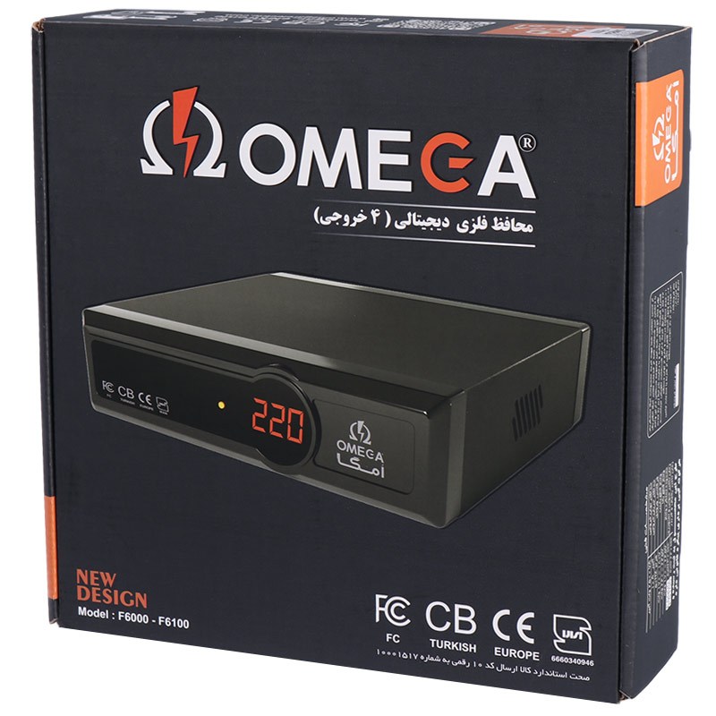 محافظ برق کامپیوتر 4 خانه امگا با کابل 1.8 متری Omega F6000