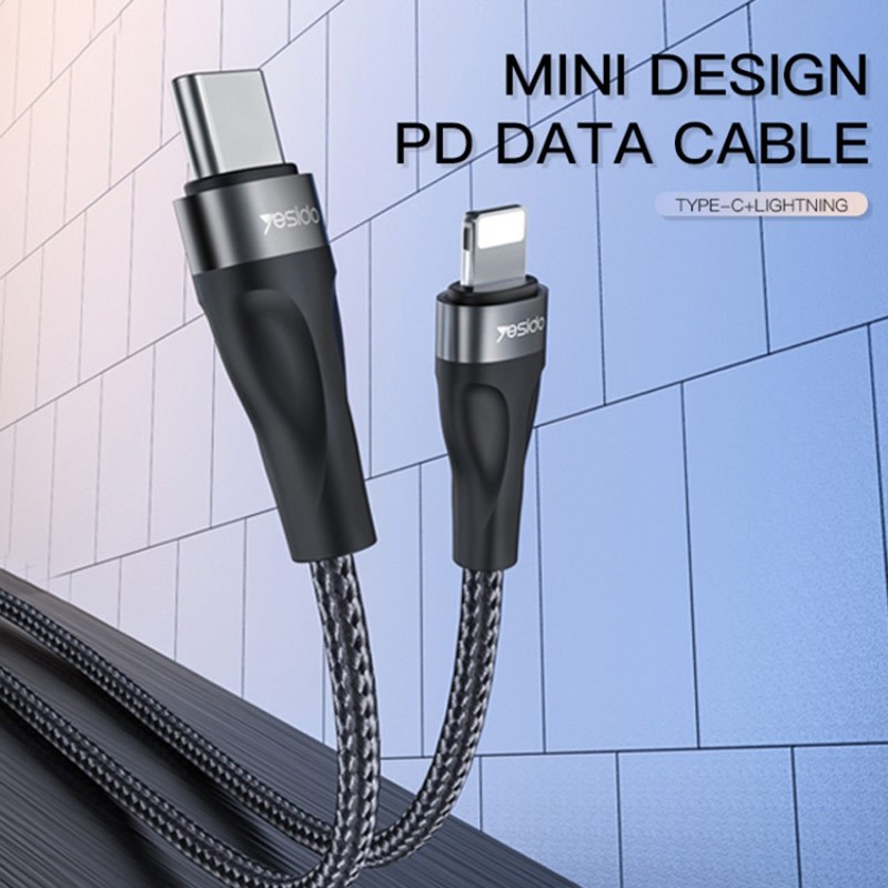 کابل تبدیل کوتاه فست شارژ Yesido CA82 Type-C To Lightning PD 2.4A 30cm