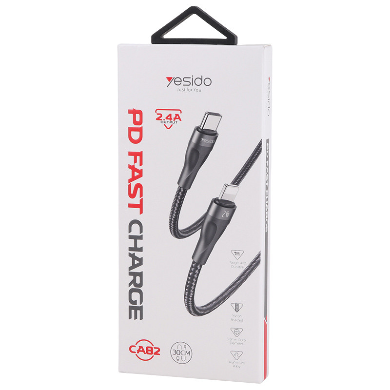 کابل تبدیل کوتاه فست شارژ Yesido CA82 Type-C To Lightning PD 2.4A 30cm