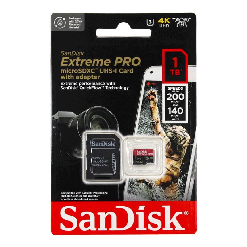 رم میکرو 1 ترابایت سن دیسک SanDisk Extreme Pro V30 U3 A2 C10 200MB/s + خشاب