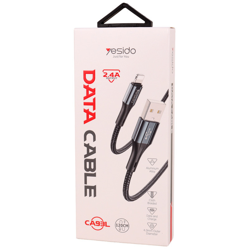 کابل آیفونی فست شارژ Yesido CA93L 2.4A 1.2m
