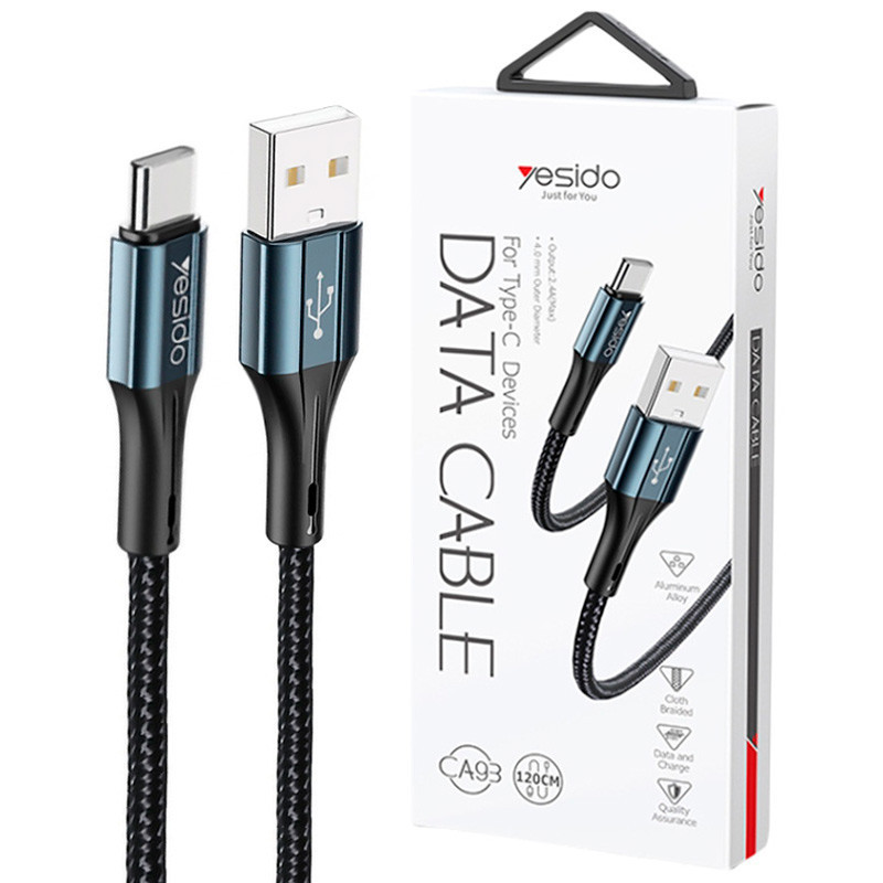 کابل تایپ سی فست شارژ Yesido CA93 2.4A VOOC QC PD 1.2m