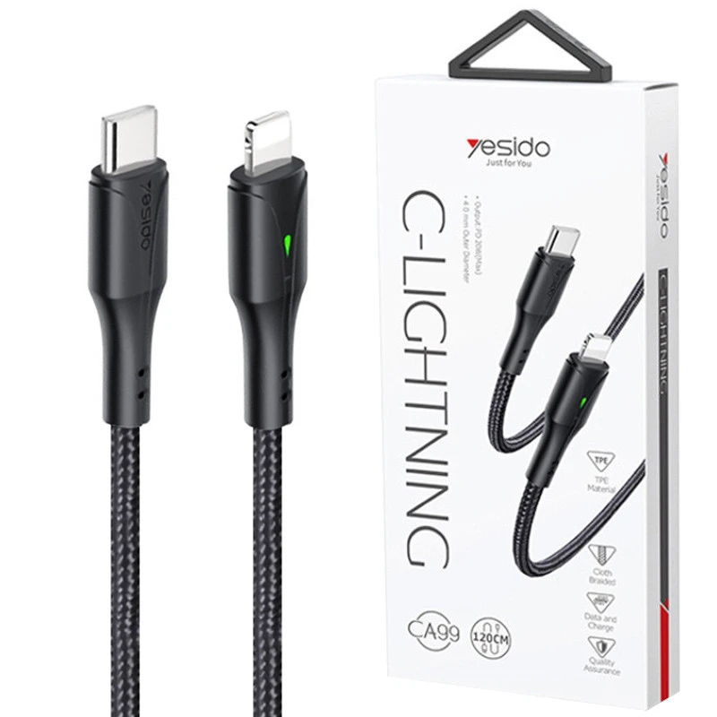 کابل تبدیل فست شارژ Yesido CA99 Type-C To Lightning PD 20W 1.2m