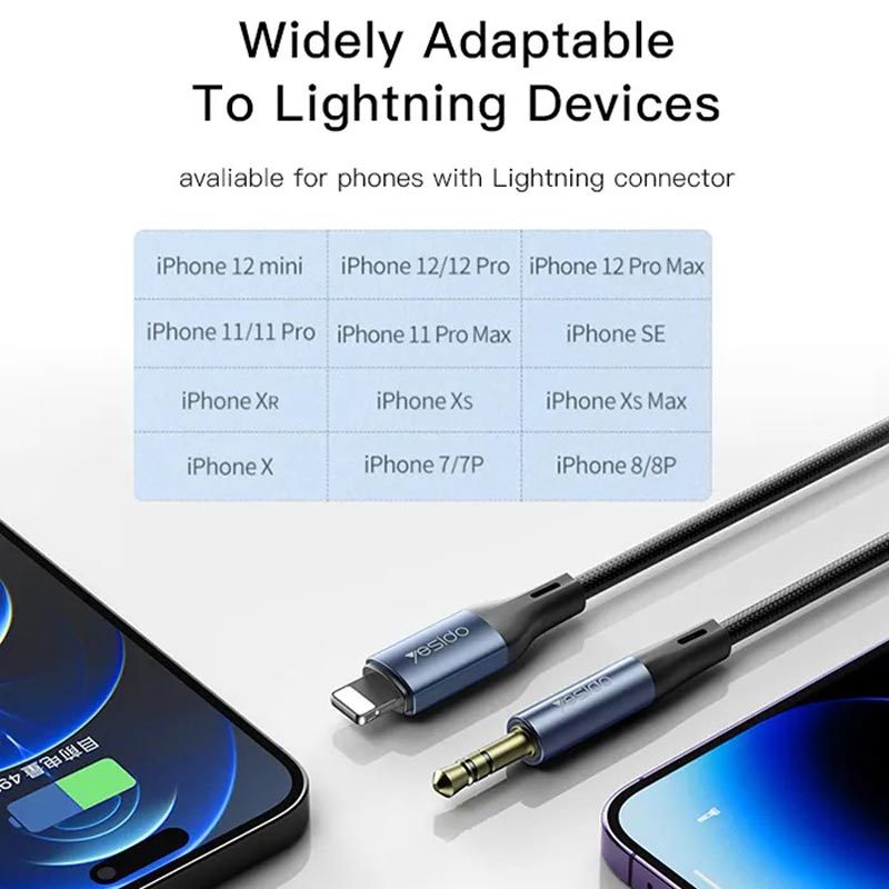 کابل تبدیل Yesido YAU35 Lightning To AUX 1m