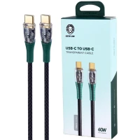 کابل تبدیل فست شارژ Green Lion Transparent Type-C To Type-C 60W 1m