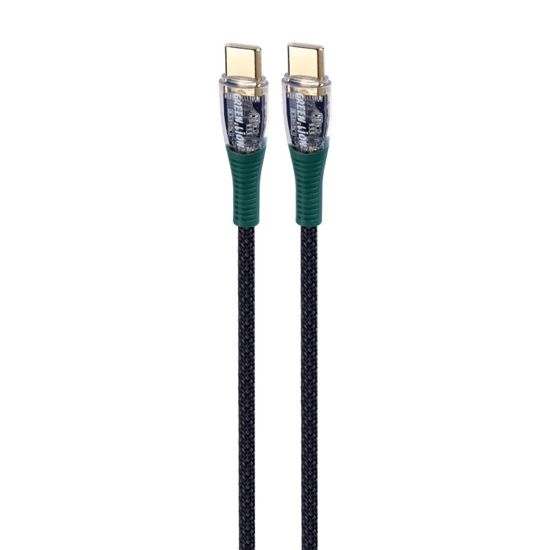 کابل تبدیل فست شارژ Green Lion Transparent Type-C To Type-C 60W 1m