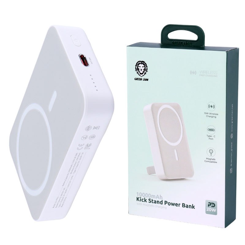 پاور بانک بی سیم فست شارژ 10000 گرین لاین Green Lion Kick Stand GL-PB31 PD 20W