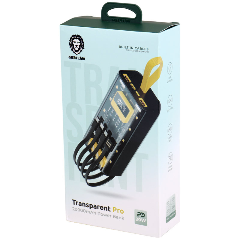 پاور بانک فست شارژ 10000 گرین لاین Green Lion Transparent Pro PD 20W