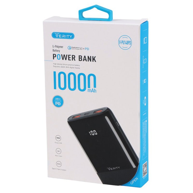 پاوربانک فست شارژ 10000 وریتی Verity V-PU148 QC3.0 PD 22.5W