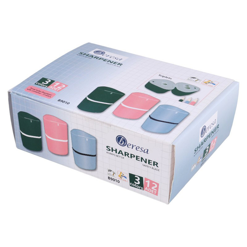 تراش پلاستیکی مخزن دار Beresa B9010 بسته 12 عددی