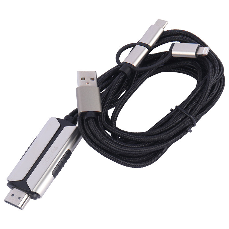 کابل تبدیل Yesido HM14 Lightning/MicroUSB/Type-C to HDMI 2m