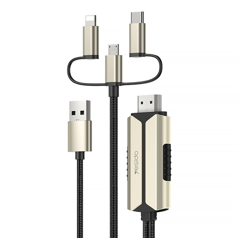کابل تبدیل Yesido HM14 Lightning/MicroUSB/Type-C to HDMI 2m