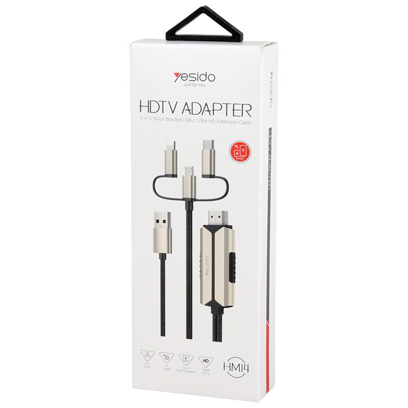کابل تبدیل Yesido HM14 Lightning/MicroUSB/Type-C to HDMI 2m