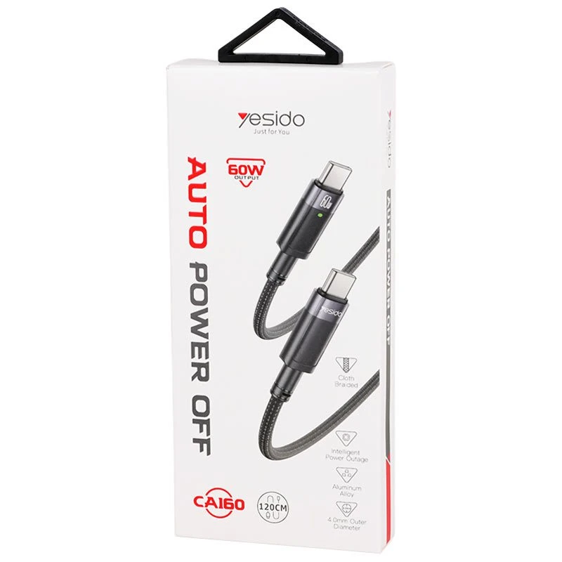 کابل تبدیل فست شارژ Yesido CA160 Type-C To Type-C PD 60W 1.2m