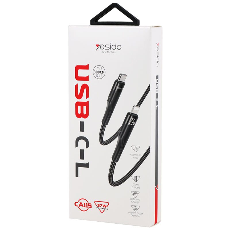 کابل تبدیل فست شارژ Yesido CA115 Type-C To Lightning PD 27W 3m
