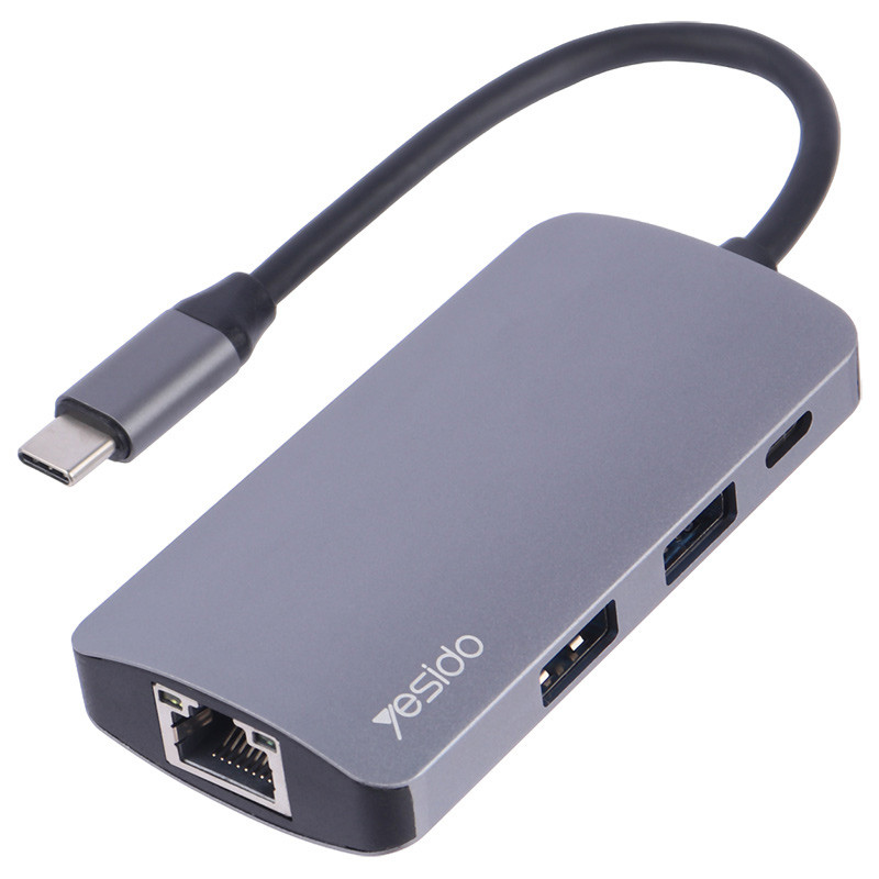 هاب Yesido HB15 USB3.0/USB2.0/RJ45/SD/TF/Type-C PD To Type-C