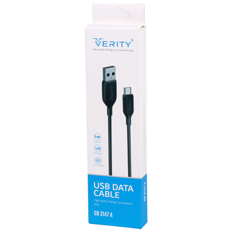 کابل میکرو یو اس بی فست شارژ Verity CB 3147A 1m