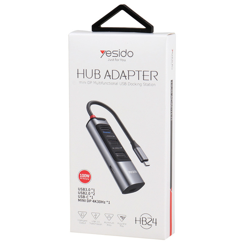 هاب Yesido HB24 Type-C To USB2.0/USB3.0/MINI DP/Type-C PD 5Port