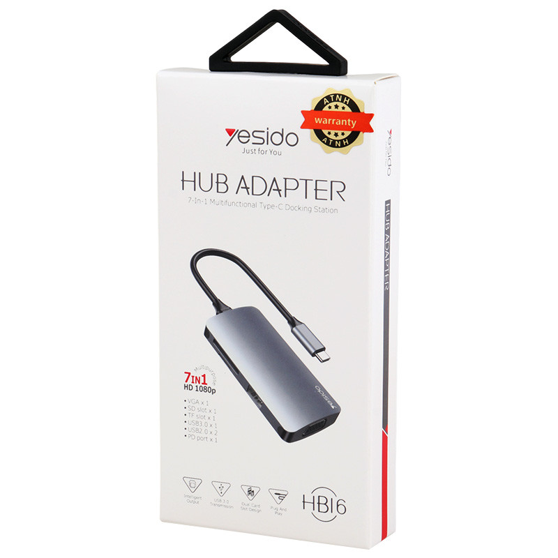 هاب و رم ریدر Yesido HB16 USB2.0/USB3.0/VGA/TF/SD/Type-C PD To Type-C