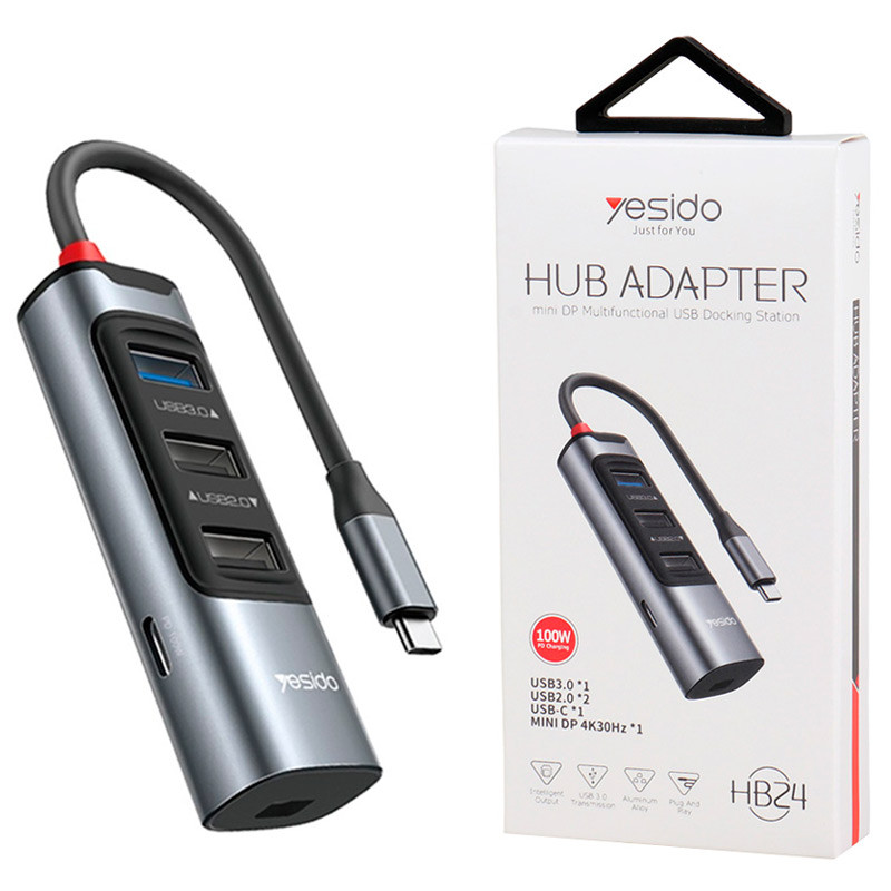 هاب Yesido HB24 Type-C To USB3.0/USB2.0/Mini Display/Type-C PD