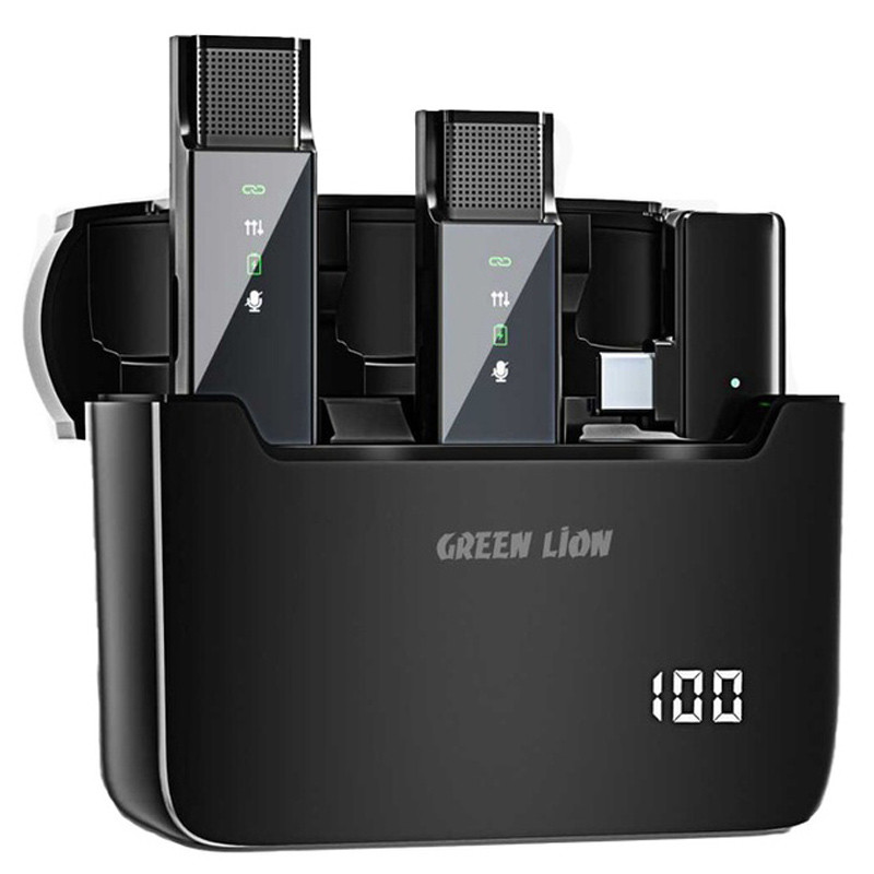 میکروفون یقه ای بی سیم Green Lion GN2IN1DDMTCBK Type-C