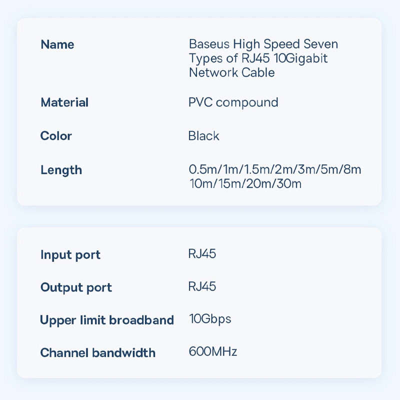 کابل شبکه Baseus Speed Seven Cat7 WKJS010101 1m