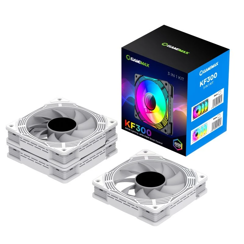 فن کیس گیم مکس GameMax KF300 ARGB White 12*12 بسته 3 عددی