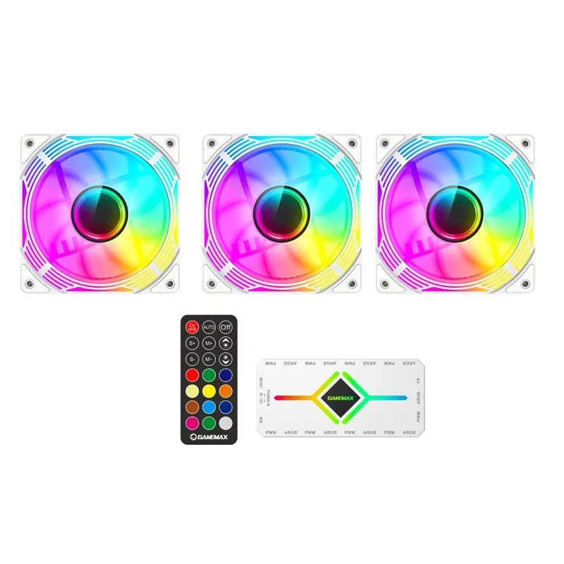 فن کیس گیم مکس GameMax KF300 ARGB White 12*12 بسته 3 عددی